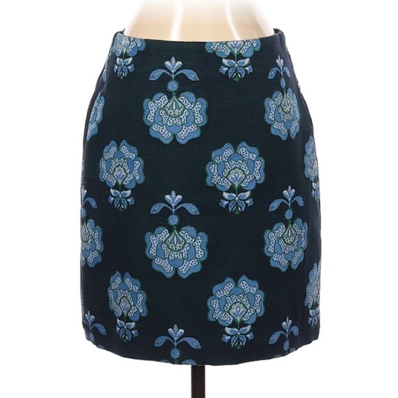 LOFT Outlet Navy Blue Floral Textured Skirt, Size 16W, NWT - Picture 3 of 5
